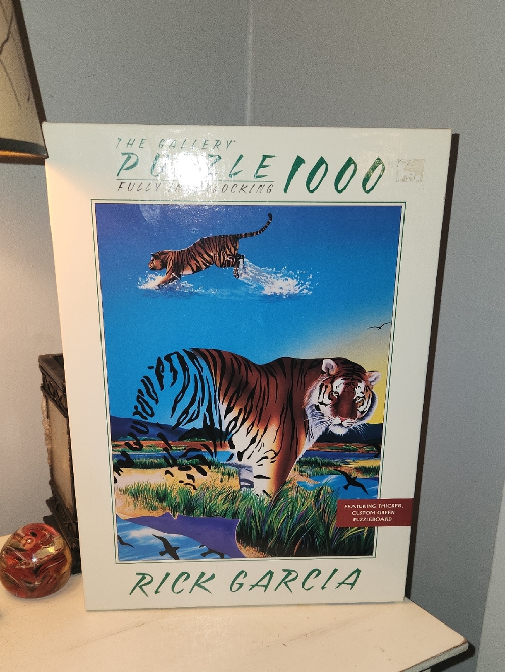 Vintage 98' Rick Garcia 1000-Piece Tiger Puzzle - Blue & Orange Artwork. Sealed